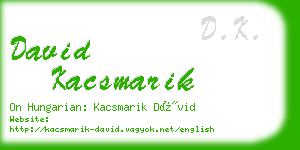 david kacsmarik business card